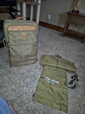 Hartmann Olive Green Travel Roller Bag with Garment bag